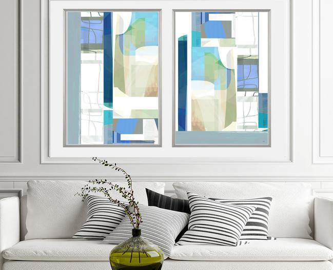 Blue, gray and green abstract art, #abstract art