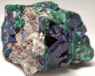 green Malachite, blue Azurite crystals, Milpillas Mine, Cuitaca, Mun. de Santa Cruz, Sonora, Mexico