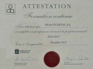 Diplôme Formation Continue Michel Puertas Denturologiste