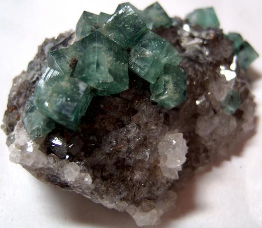 fluorescent green FLUORITE, QUARTZ, GALENA - Rogerley Mine, Rogerley Quarry, Stanhope, Frosterley, Weardale, North Pennines, County Durham, England, United Kingdom
