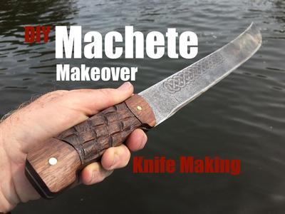 DIY Machete Makeover. Clean up the old rusty machete by adding a carved basket weave handle and celtic metal etching. www.DIYeasycrafts.com