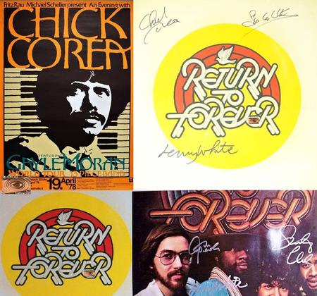 RETURN TO FOREVER; 'ROMANTIC WARRIOR' Signed by CHICK COREA, STANLEY CLARKE, LENNY WHITE1976 LP Art; WILSON McLEAN