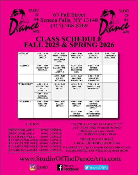 2025-26 Dance Class Registration Package