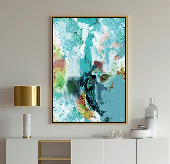 Aqua abstract art painting print