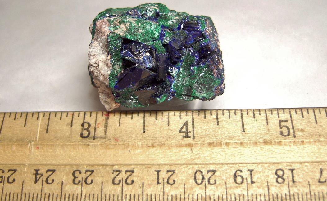 green Malachite, blue Azurite crystals, Milpillas Mine, Cuitaca, Mun. de Santa Cruz, Sonora, Mexico