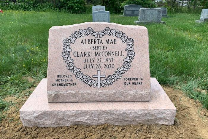 Salisbury Pink granite slant headstone