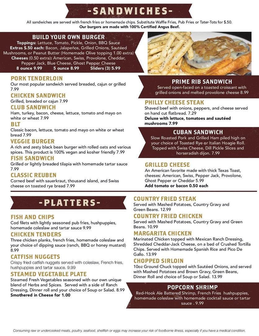 Lunch/Dinner menu - Creekside Restaurant