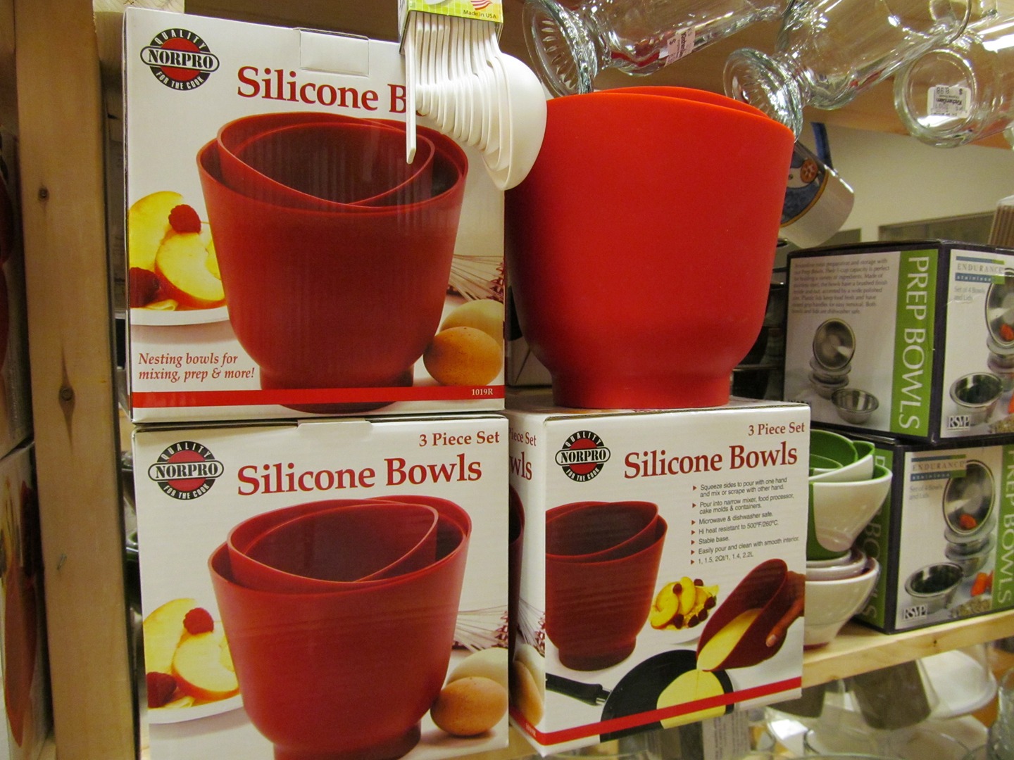 Norpro Silicone Bowl Set, 3 Piece Red 1019R