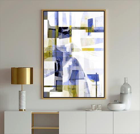 Blue, gray and gold abstract art, #abstract art