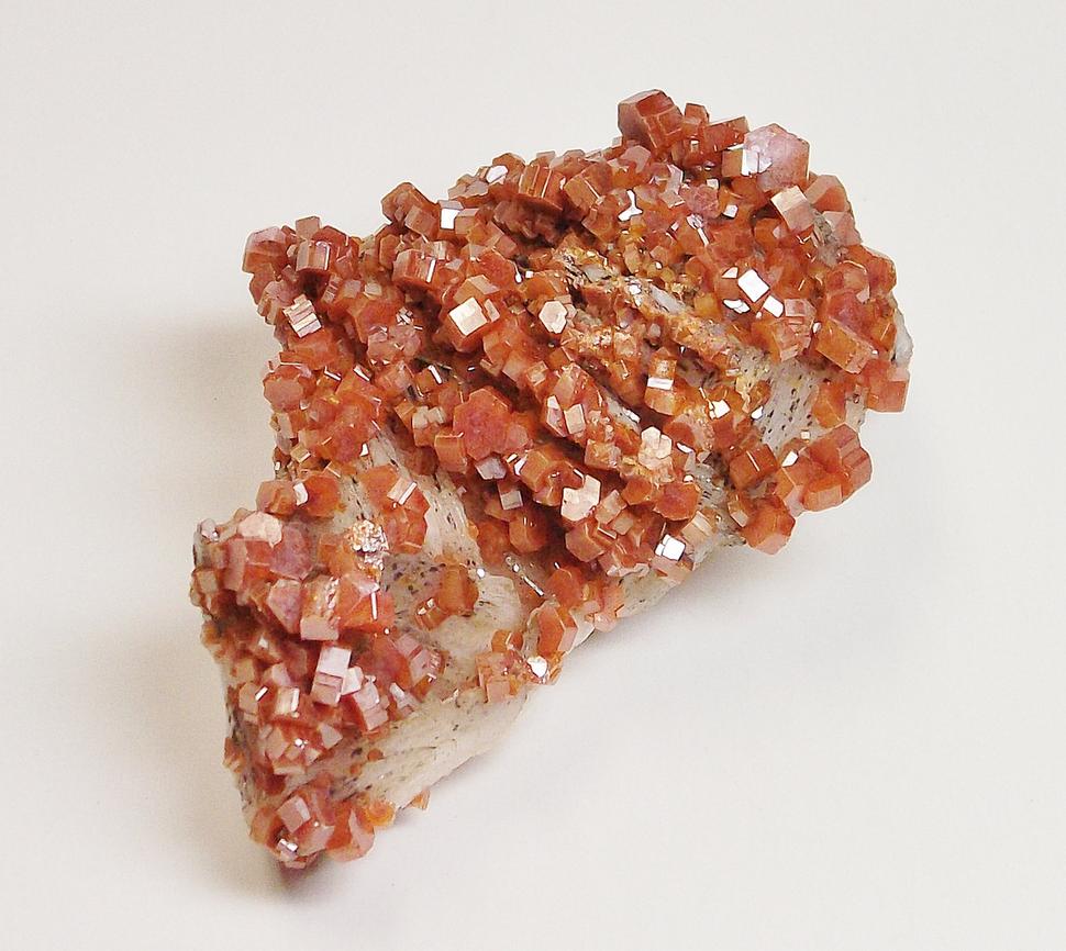 Vanadinite crystals on Baryte crystals Mibladen Morocco