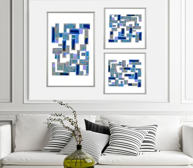 Blue and White Abstract Art