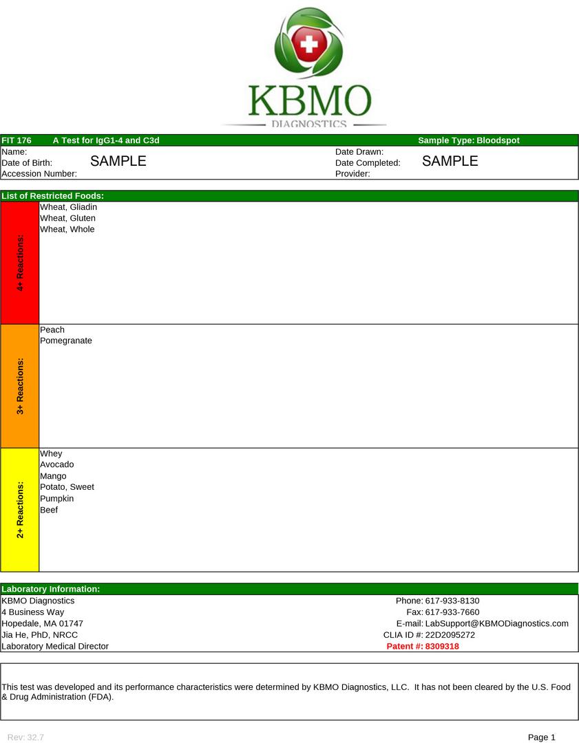 FIT 176 TEST - SAMPLE REPORT page 1