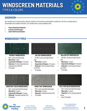 Windscreen Materials 2PG PDF Flyer