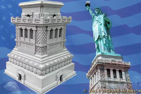 front view of liberty statue pedestal