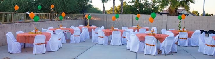 Party tables and chairs for online rent