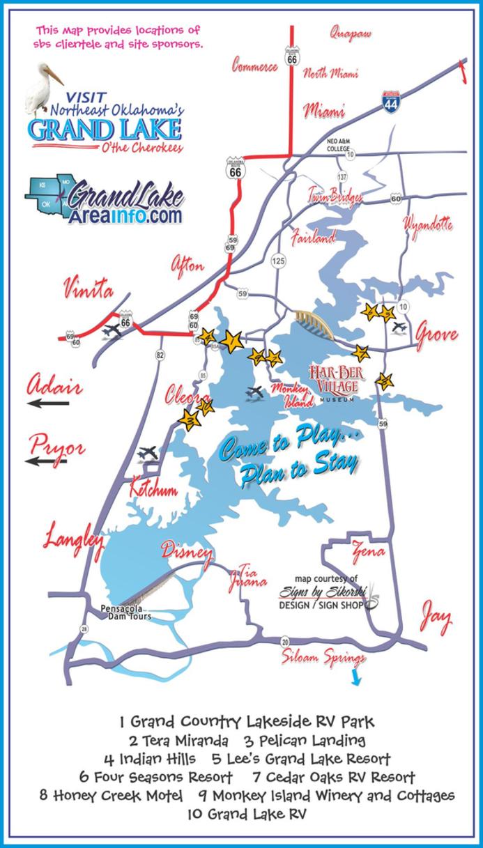 Accommodations Grand Lake Ok cabins rv parks motels event 