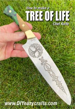 How to make a Celtic Tree of Life Chef knife by www.Bergknifemaking.com