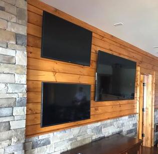 three tvs wall mounted to one wall, tv wall mount service in charlotte and fort mill, carolina custom mounts