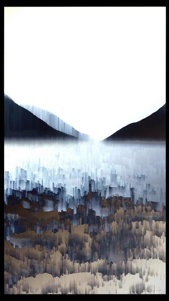 Lough Corrib South Lake Inspired by the landscape of my youth, when I painted whenever it rained. Sometimes things are as simple as they seem. Today I dream of days, stones thrown into waves. There it feels like the edge of the world, picturesque and mythical. It speaks in its own way, like the siren song of past lives. Is this where I’m from? Who was I then? Who am I now? Shaping my journey, leaving footprints to pass on to whatever follows. Old echoes of wonder. I don’t learn, I remember. Created for the IN TOUCH - ART IN THE AGE OF POST NFT-ism exhibition in Dekabinett, Berlin. Curated by Vertical Crypto Art and Anika Meier. Hand-painted canvas, scanned and converted to digitally enhanced still by Orfhlaith Egan. Berlin, September 2022.