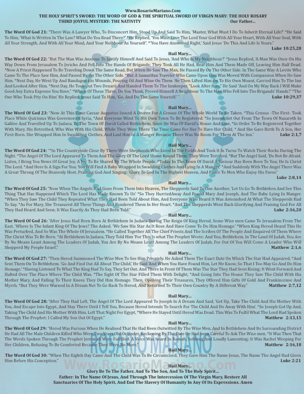 LA ESPADA DEL ESPIRITU SANTO: LA PALABRA DE DIOS & LA ESPADA ESPIRITUAL DE LA VIRGEN MARIA: EL SANTO ROSARIO; UNIDOS AQUI