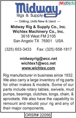 Drilling Equipment, Midway Rig, Wichtex Machinery
