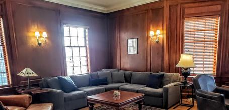 classic library setting in micro wedding mansion in Minneapolis MN