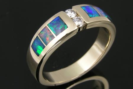 Opal inlay ring repaired to like new condition by the opal repair experts at Hileman Inlay Jewelry.