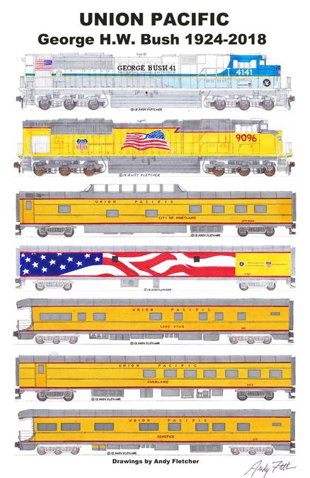 Union Pacific SD70ACes #1943 & #4141 11"x17" Matted Print Andy Fletcher signed 