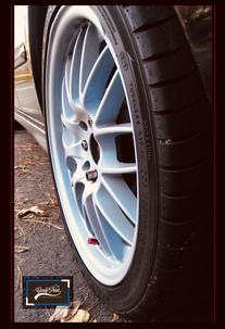 Ghost Blue Pearl Paint on Car Rim.