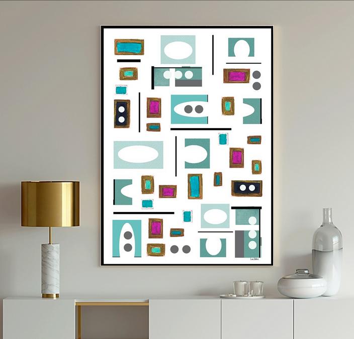 Abstract Youth Bedroom Wall Art - "Connecting The Dots"