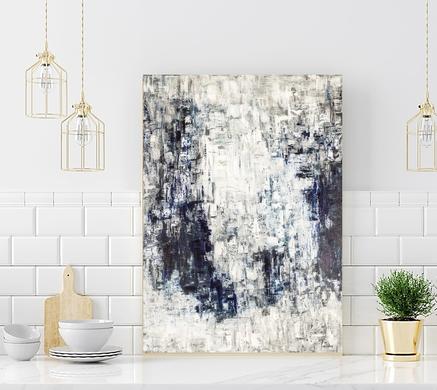 Navy and white Abstract Art painting print