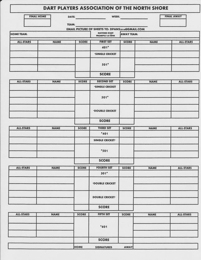 League Sheet