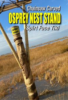 Chainsaw carved Spirt Face Osprey Nest Stand