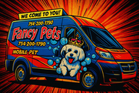 Mobile dog grooming van from Fancy Pets Mobile Grooming in Weston, FL