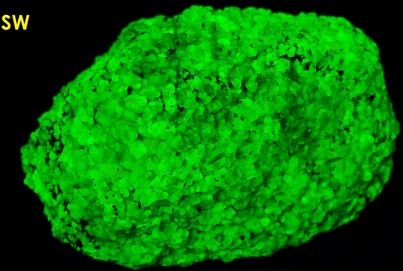SW LW fluorescing WILLEMITE, FRANKLINITE - Franklin Mine, Franklin, Franklin Mining District, Sussex County, New Jersey, USA