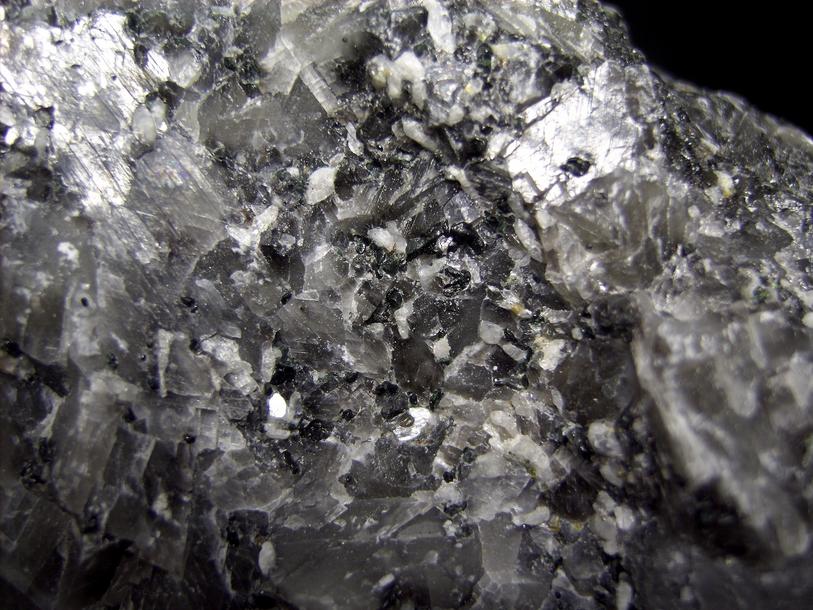 fluorescent WOLLASTONITE, GARNET, PYRITE, DIOPSIDE, black CALCITE - Sterling Mine, Sterling Hill, Ogdensburg, Franklin Mining District, Sussex County, New Jersey, USA