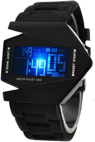 Alien Pilot Unisex Fashion Led Digital Watches Men Women Teenagers UFO Aircraft Watches Explorer Bomber Flashlight LED Military Starfleet Sport Watches