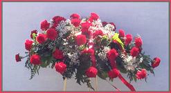Casket Cover of Red Carnations & Baby's Breath
