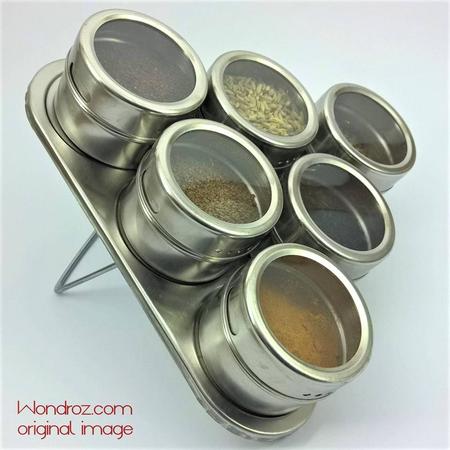 Magnetic Spice Rack 6pcs Jars Set Stainless Steel in Pakistan