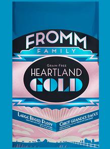 FROMM Heartland Gold Large Breed Puppy Dry dog food available in 26, 12 and 4 pound bags