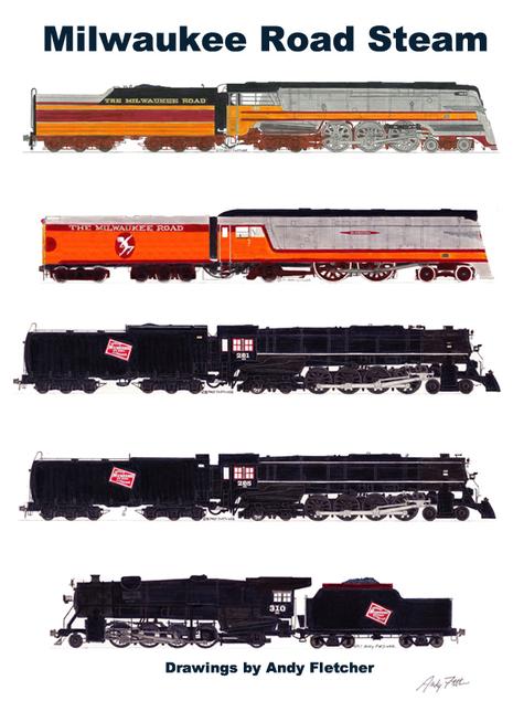 Milwaukee Road Freight Train 6 magnets by Andy Fletcher 