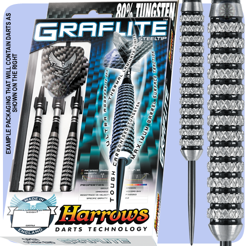 Darts - 24g Harrows Graflite Darts - Steel Tip Tungsten