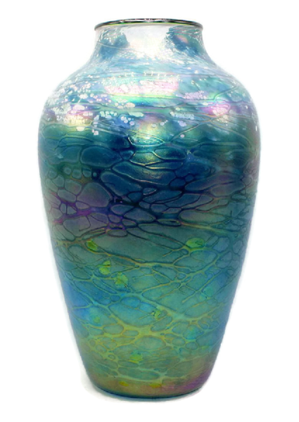 15 Inch Artist Signed Iridescent Art Glass Vase 1999 That Was Then Antiques Jewelry And