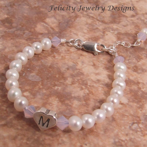 Baby Bracelet - Infant Bracelet - Sterling Silver with Pearls ...