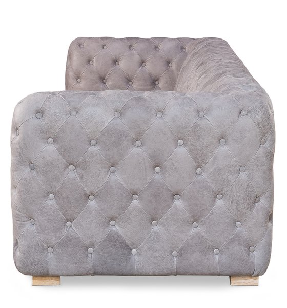 Medium Grey Leather Tufted Couch Sofa Free Shipping Classic | Martelle ...