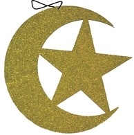 Glitter Moon & Star Wood Hanging  Ramadan Decorations and 