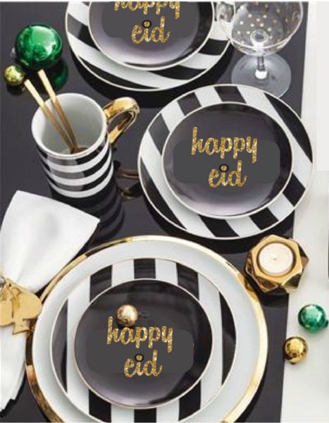 Happy Eid gold Dessert Plates  Ramadan Decorations and 