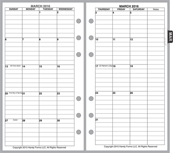 FPL Monthly Planner, 2 Pages per Month, 8 Columns, with Lines | Handy ...
