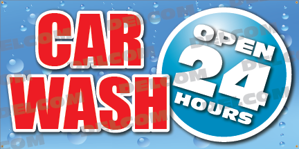 wash car banner hours open signs
