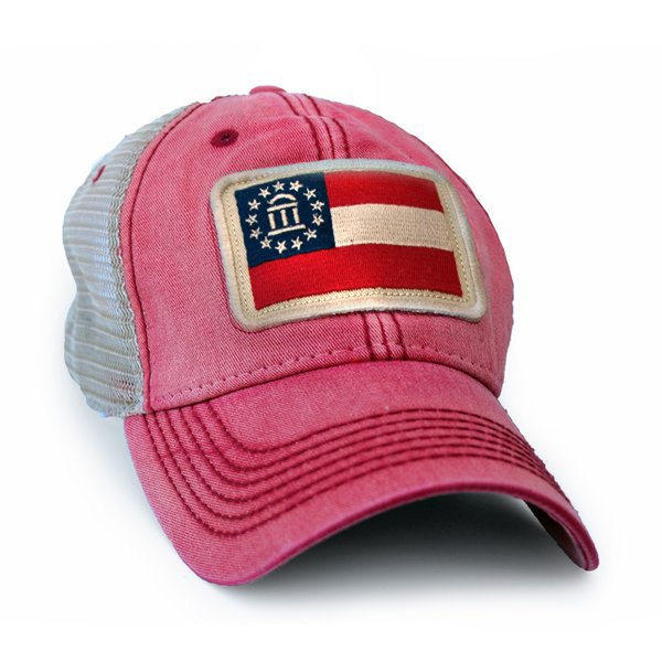 Georgia Flag Patch Trucker Hat, Nautical Red | S.L. Revival Co